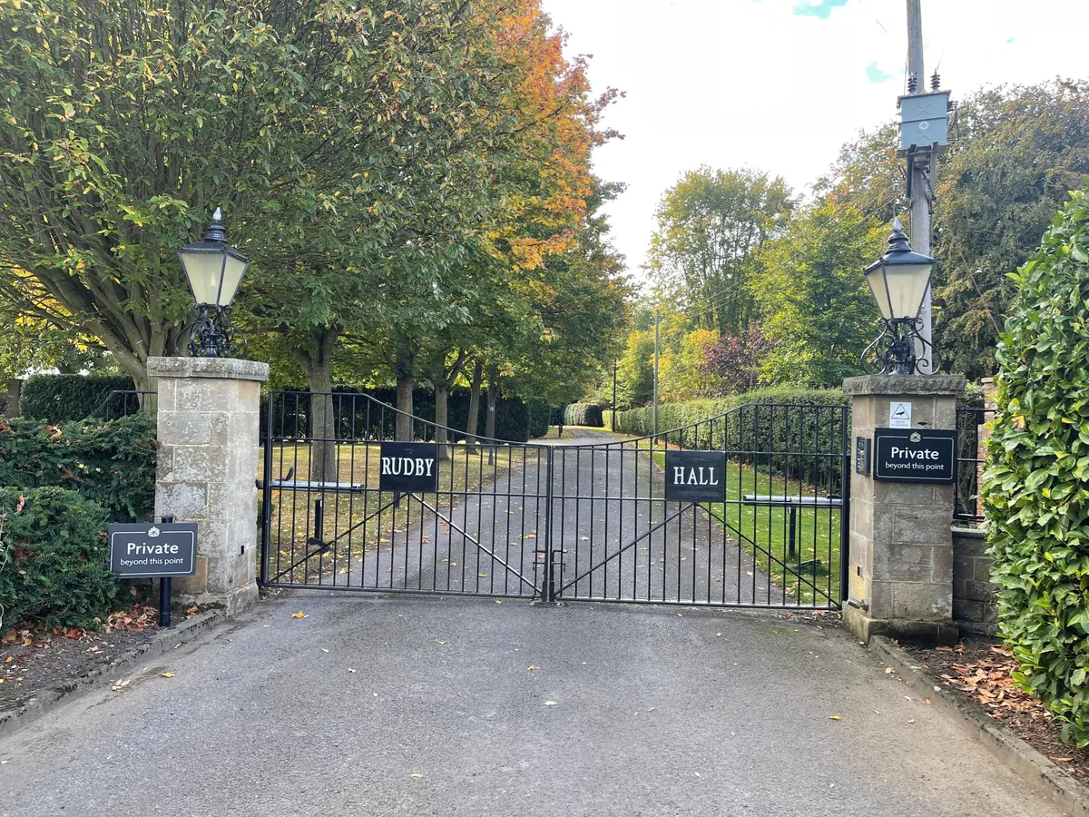The original iron gates at the entrance to Rudby Hall